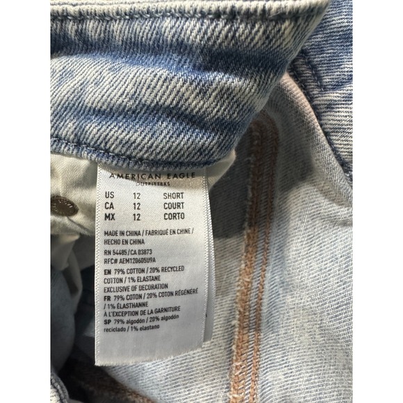 American Eagle Jeans Womens 12 Blue Cotton Denim 5-Pocket Distressed Wide Leg‎ - Picture 5 of 7